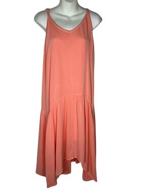 Hailey Lyn Dress Size L Sleeveless Tiered Summer Dress in Coral